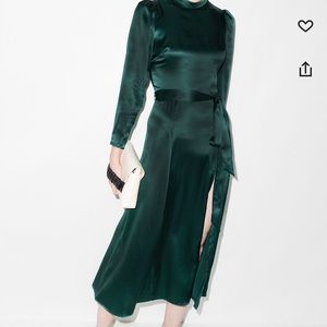 Silk green dress with slit- REFORMATION